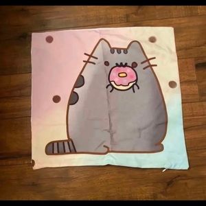 Pusheen pillowcase pusheen eating a doughnut